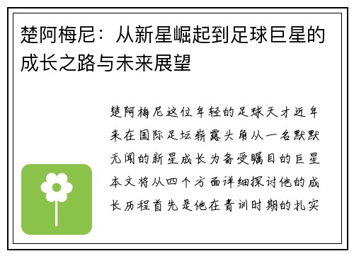 楚阿梅尼：从新星崛起到足球巨星的成长之路与未来展望