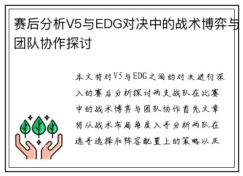 赛后分析V5与EDG对决中的战术博弈与团队协作探讨
